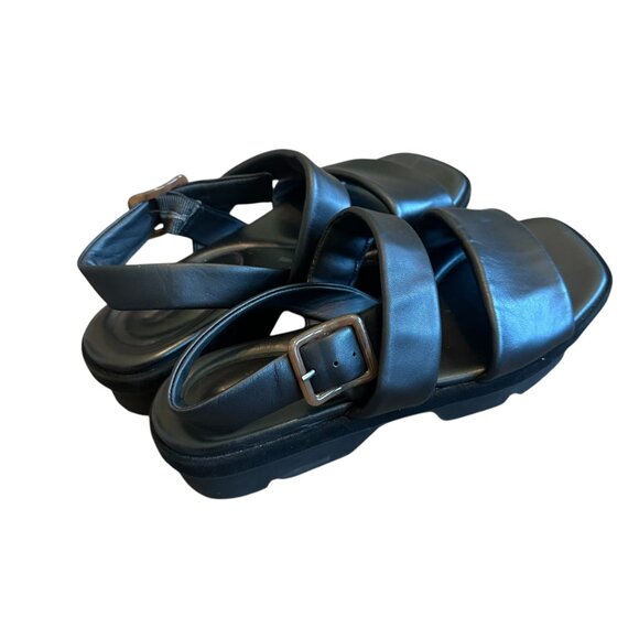 Vince Bowie Platform Sandals Strappy Black Leather Square Toe Size 9 Women's - Picture 7 of 10